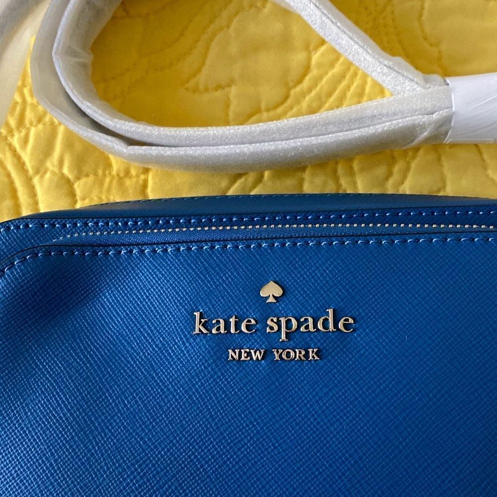 Kate Spade Staci Dual Zip Saffiano Leather Crossbody Bag, Sapphire Ice, NWT WLR0 - Picture 4 of 7